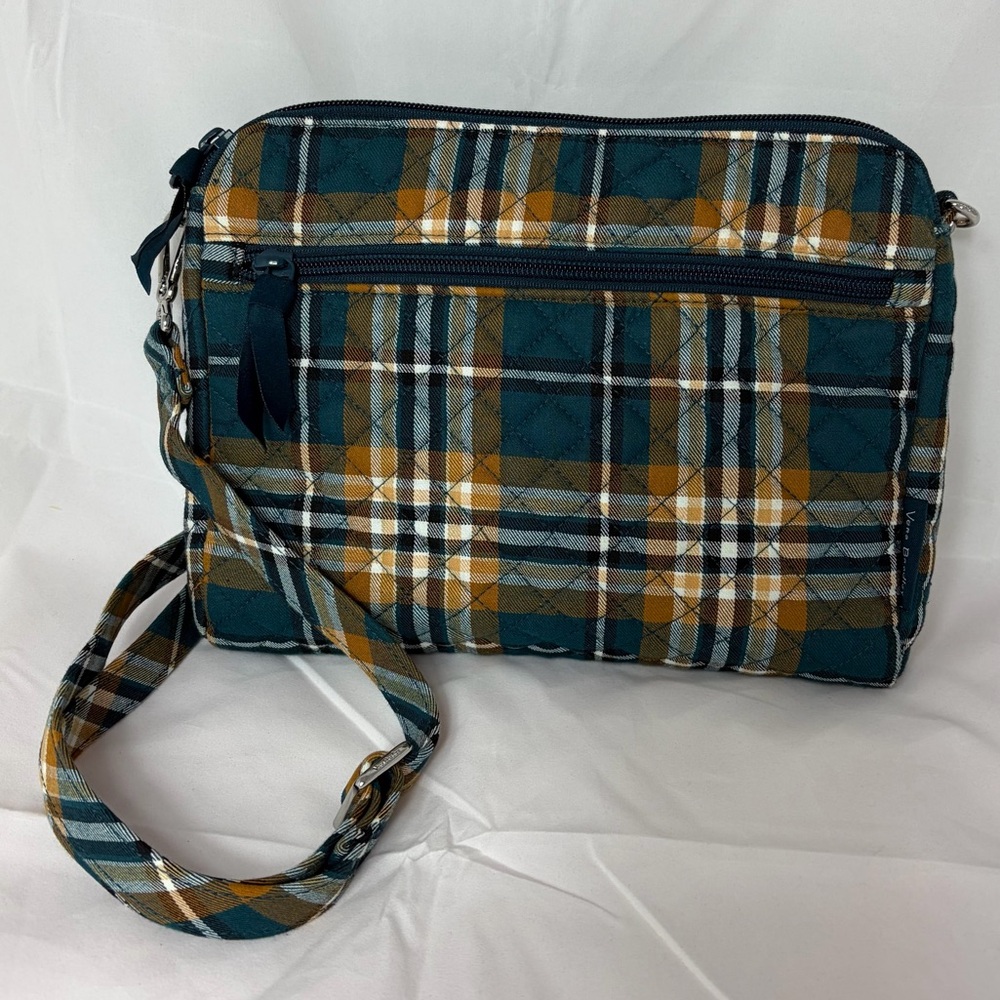 Vera Bradley Triple Compartment Crossbody Handbag Orchard Plaid EUC